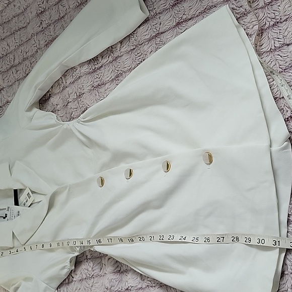 ZARA White NWT Cut Out Sides Tailored Blazer Dress Romper Micro Mini Size Small - Picture 7 of 13